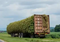 carreta com 50 toneladas de soja tomba