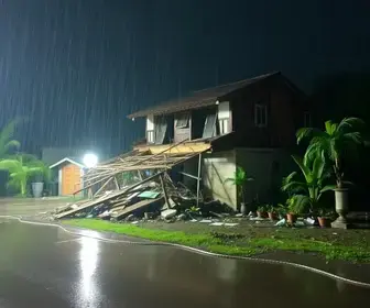 desabamento durante temporal